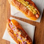 leftover bratwurst hot dog mustard sauerkraut