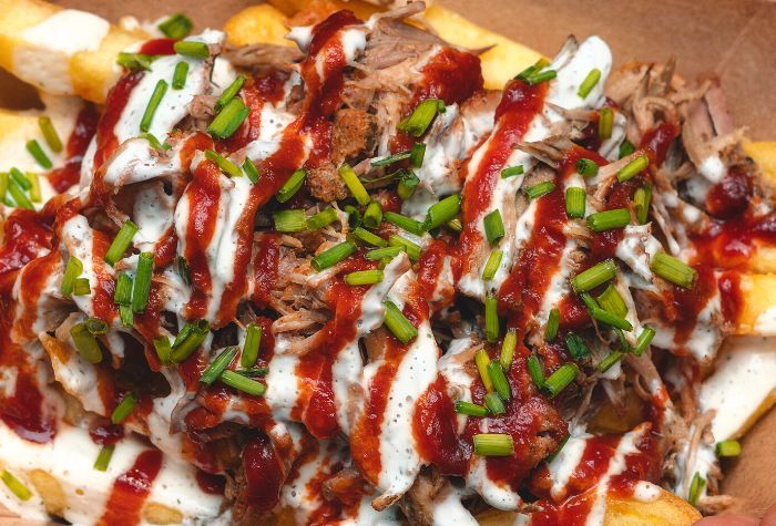 shredded smoked brisket loaded fries