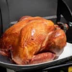 smoked turkey served after several hours in offset smoker