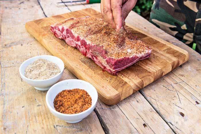 bbq dry rub on venison mea