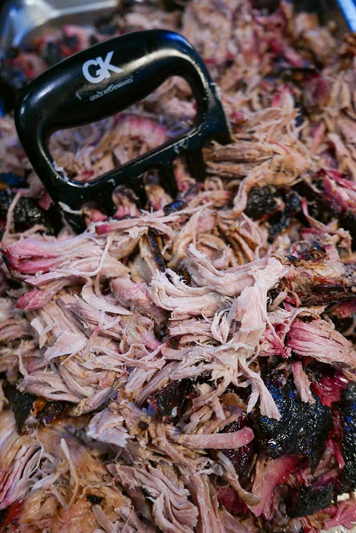 shredded pork butt served at barbecue cookoff
