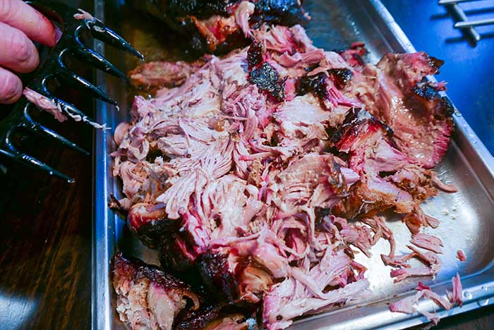 shredded pork butt served at barbecue cookoff