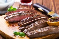 sliced grilled beef flank steak
