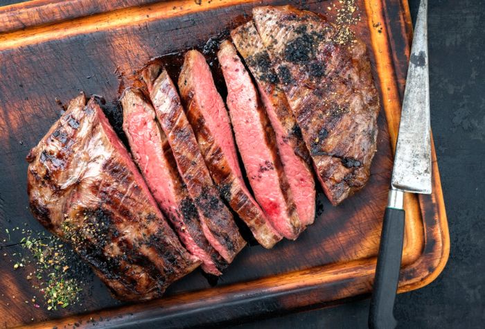 sliced grilled flank steak