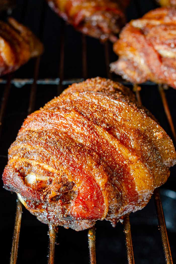 smoked bacon-wrapped chicken thighs