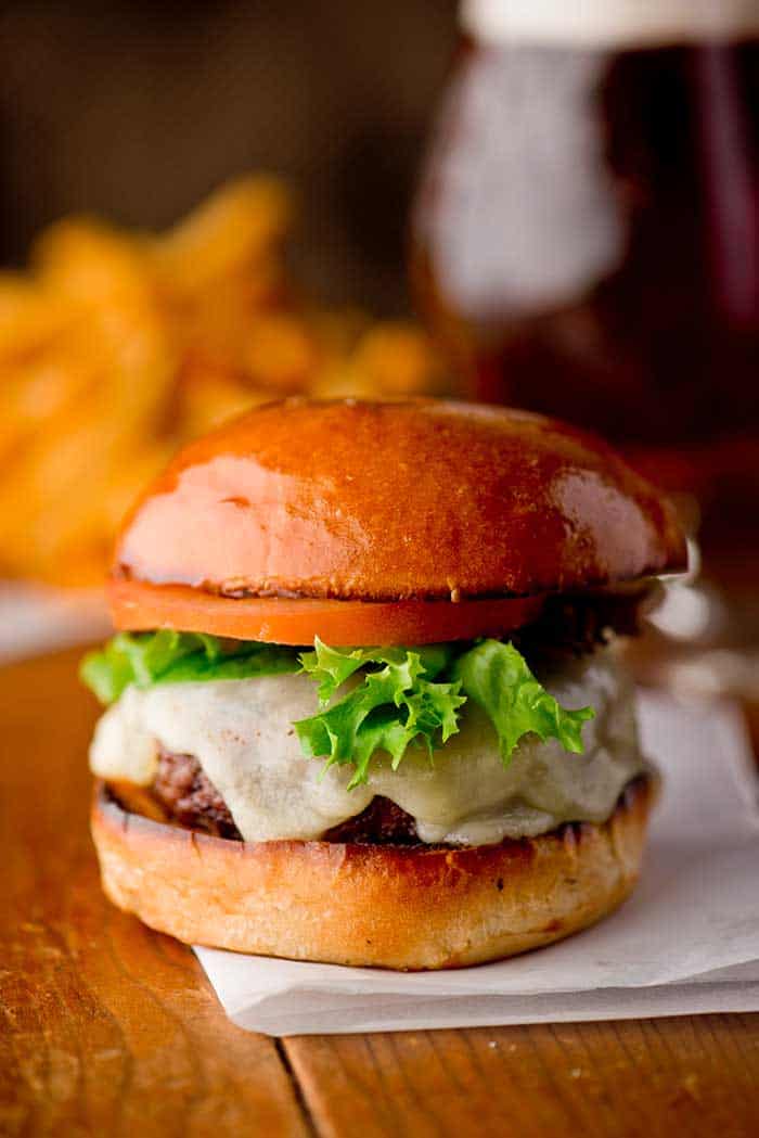 smoked beef brisket cheeseburger