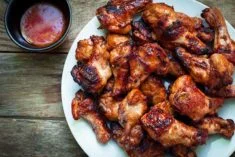 smoked chicken wing platter bbq sauce