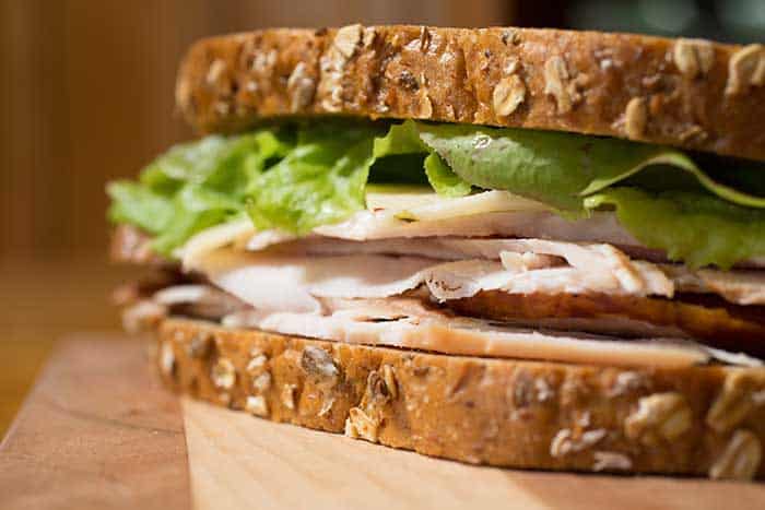 smoked turkey breast slices sandwich