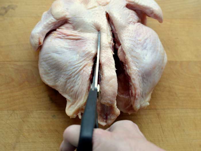 spatchcocked raw chicken