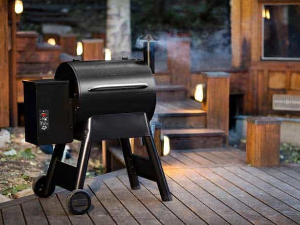 traeger eastwood 22 pellet smoker grill on patio