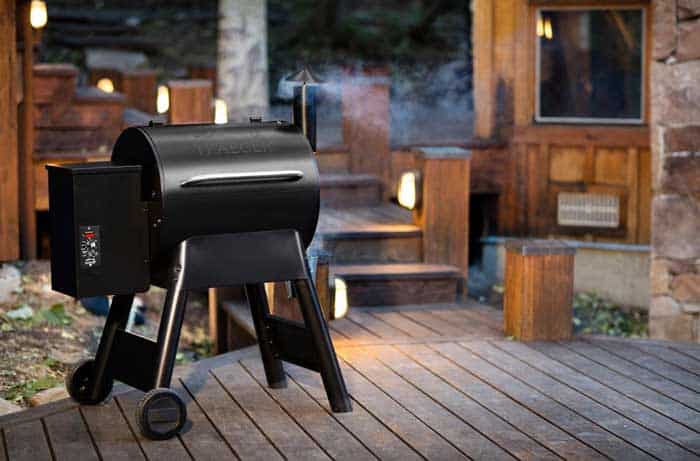 traeger eastwood 22 pellet smoker grill on patio