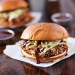two pulled pork barbecue sandwiches