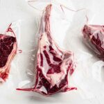 vacuum sealed beef steak defrosting thawing for grilling