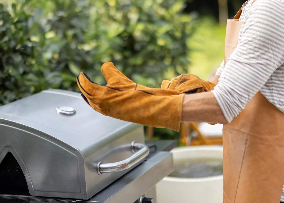 yellow grill heatproof gloves